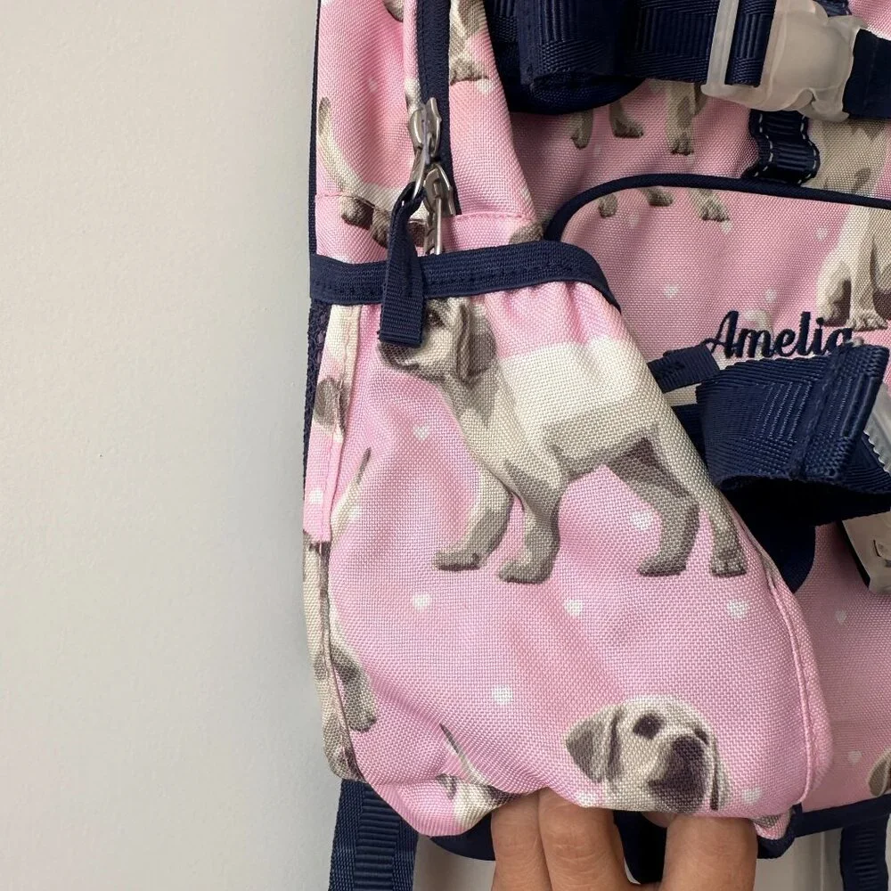 Pottery Barn Mackenzie Pink Navy Puppy Backpack 